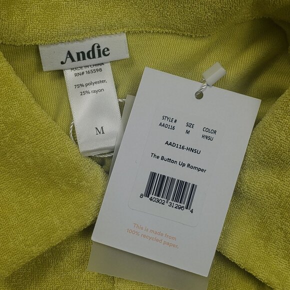 Andie The Button Up Romper Honeysuckle Womens Medium Beach Resort Vacay Wear NWT - Picture 3 of 16